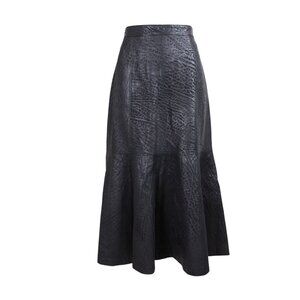 Marquis Vintage Leather Animal Pattern Maxi Skirt